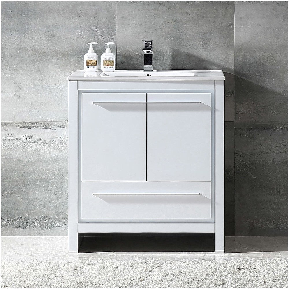 Fresca Allier 30" White Modern Bathroom Cabinet w/ Sink