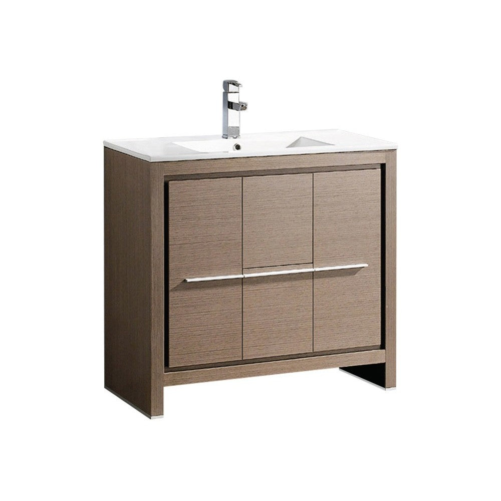 Fresca Allier 36" Gray Oak Modern Bathroom Cabinet w/ Sink