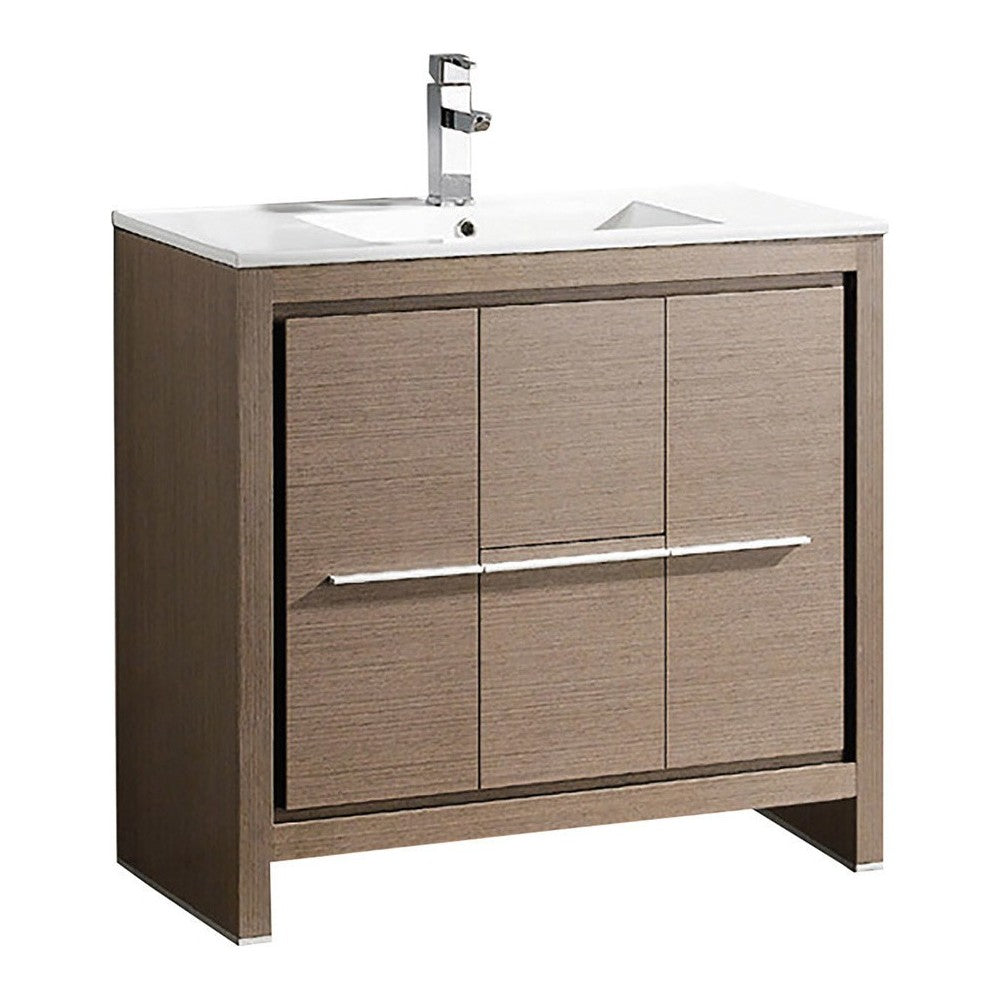 Fresca Allier 36" Gray Oak Modern Bathroom Cabinet w/ Sink