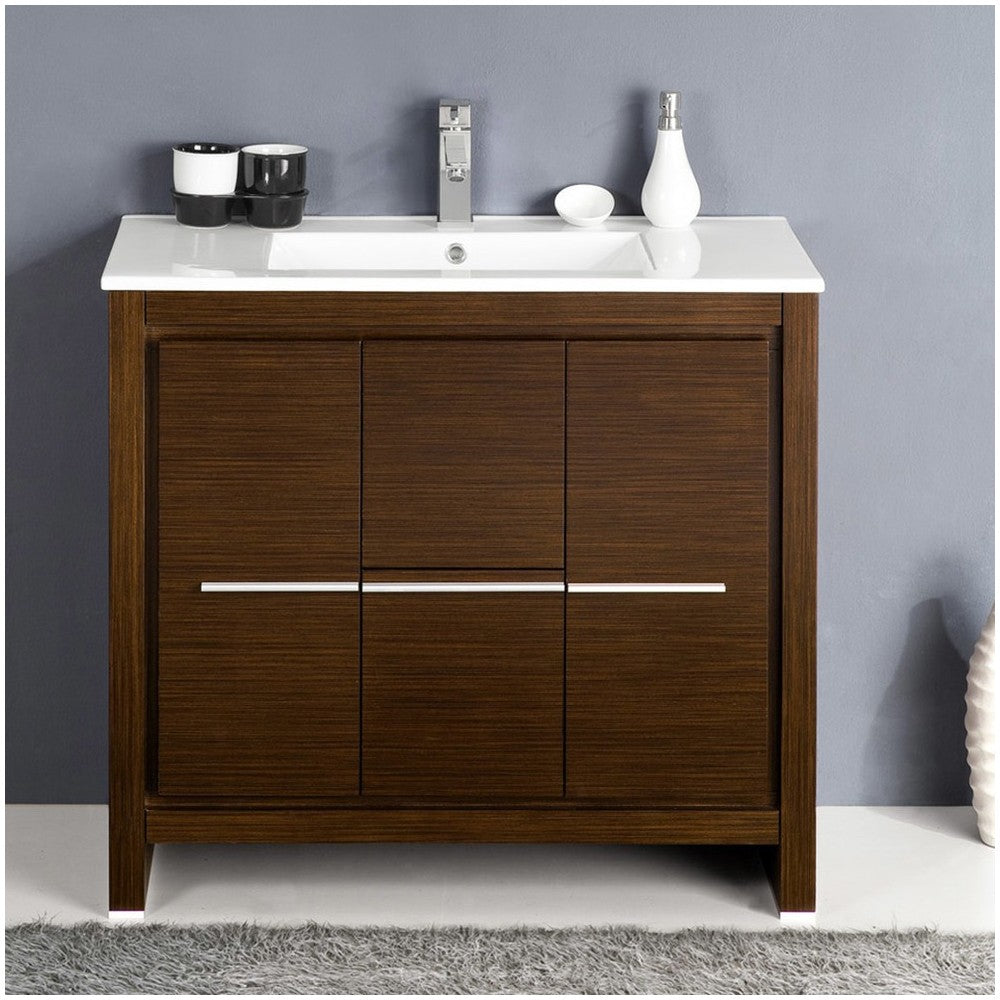 Fresca Allier 36" Wenge Brown Modern Bathroom Cabinet w/ Sink