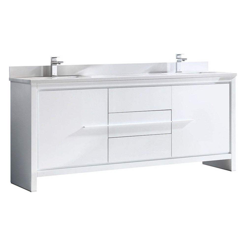 Fresca Allier 72" White Modern Double Sink Bathroom Cabinet w/ Top & Sinks