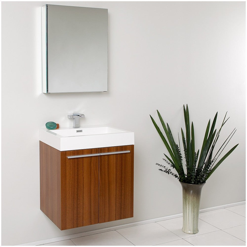 Fresca Alto 23" Teak Modern Bathroom Vanity w/ Medicine Cabinet