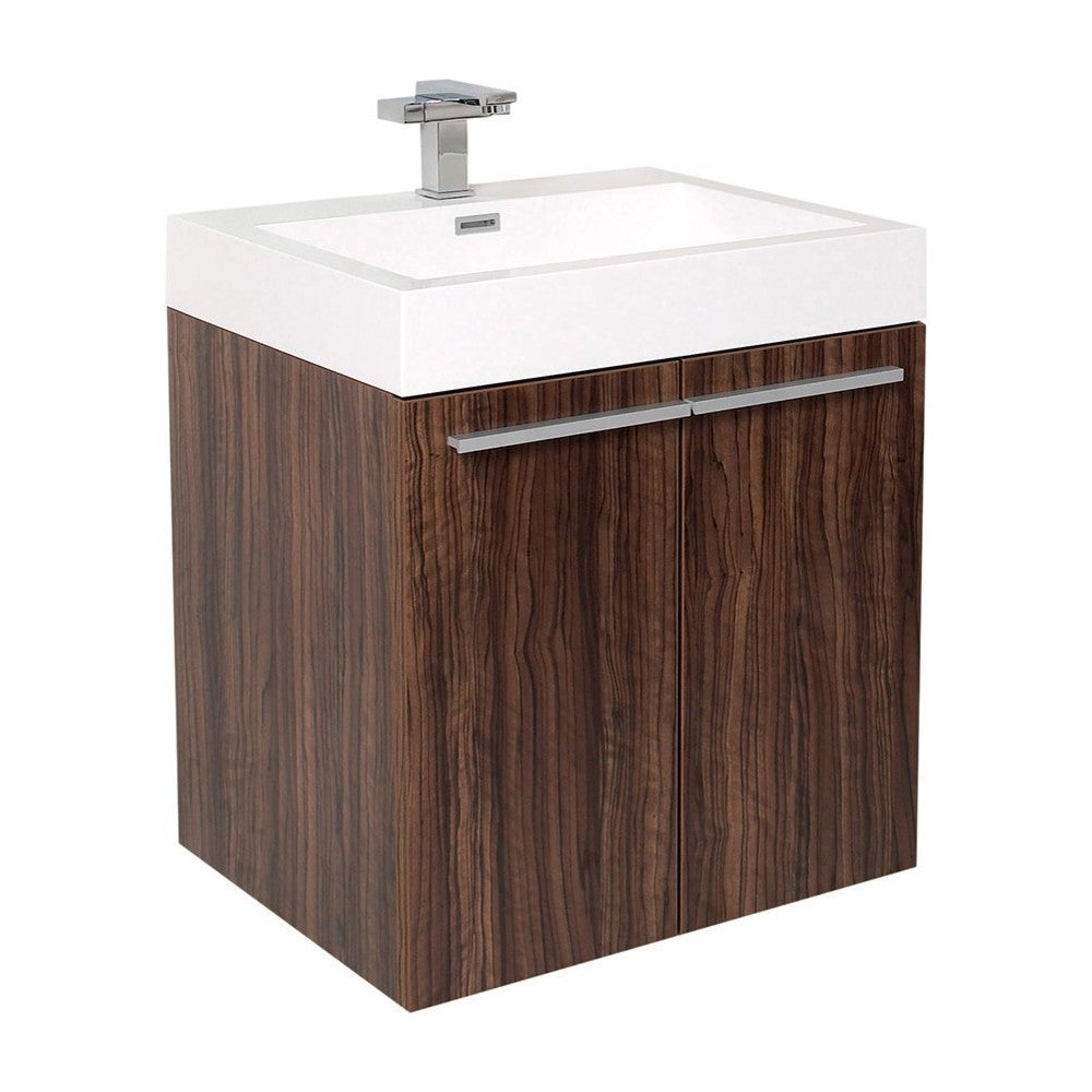 Fresca Alto 23" Walnut Modern Bathroom Cabinet w/ Integrated Sink