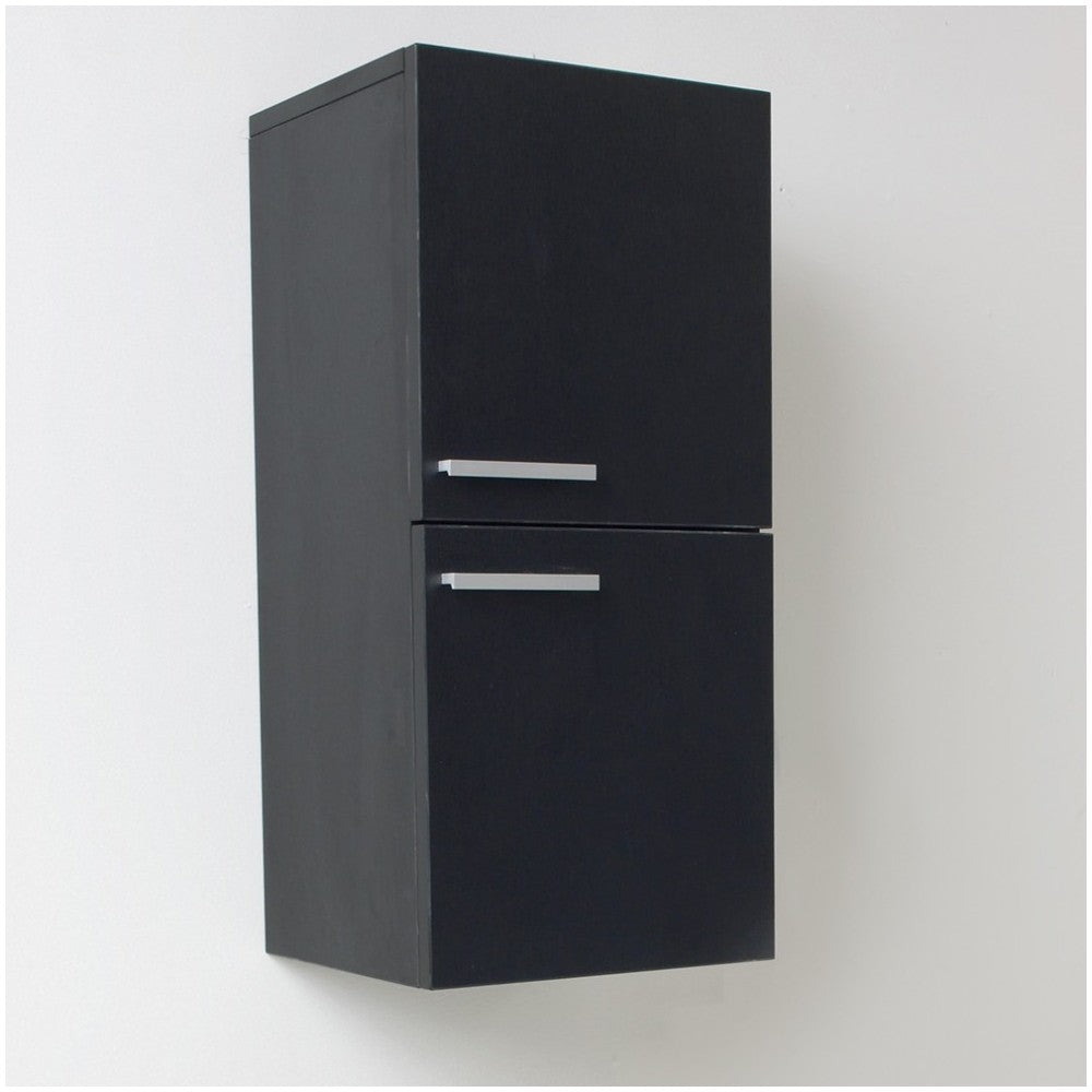 Fresca Black Bathroom Linen Side Cabinet w/ 2 Storage Areas