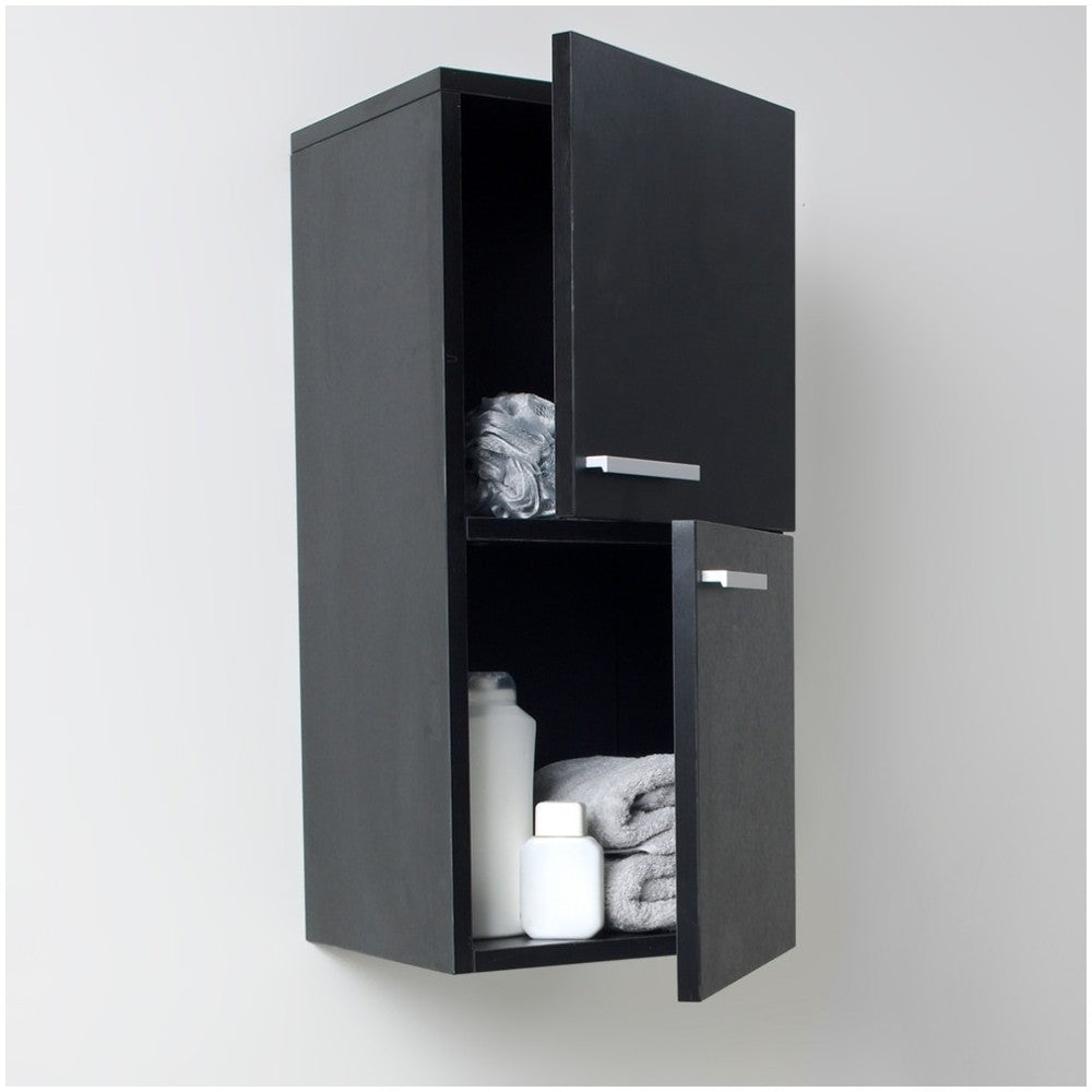 Fresca Black Bathroom Linen Side Cabinet w/ 2 Storage Areas