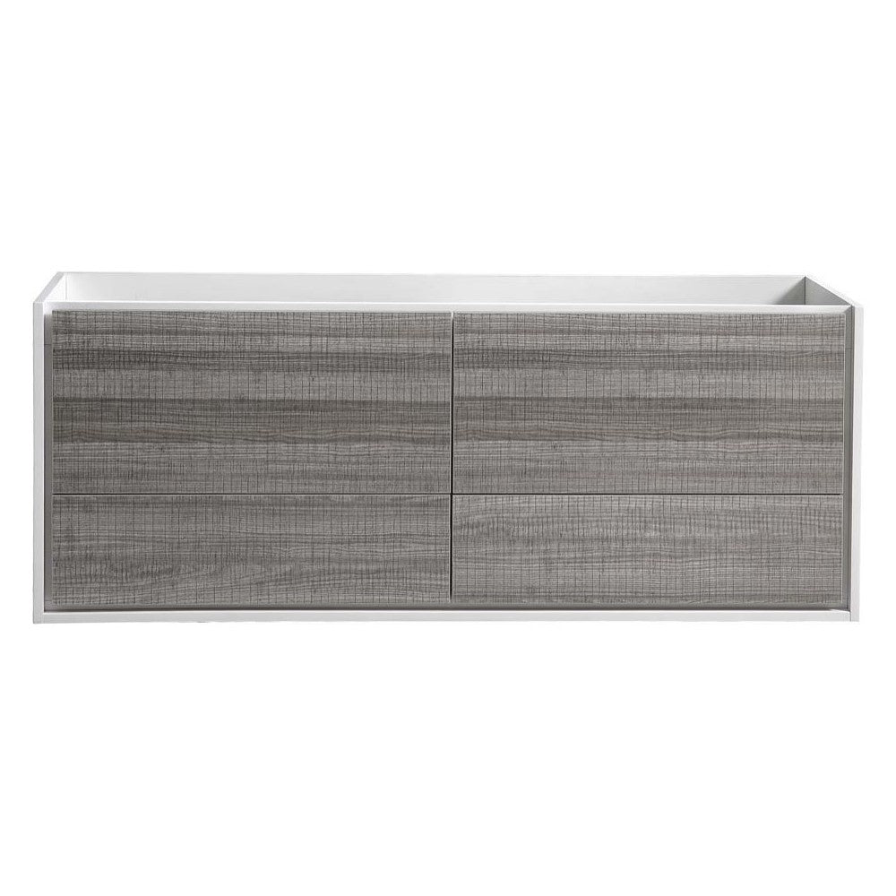 Fresca Catania 60" Glossy Ash Gray Wall Hung Double Sink Modern Bathroom Cabinet