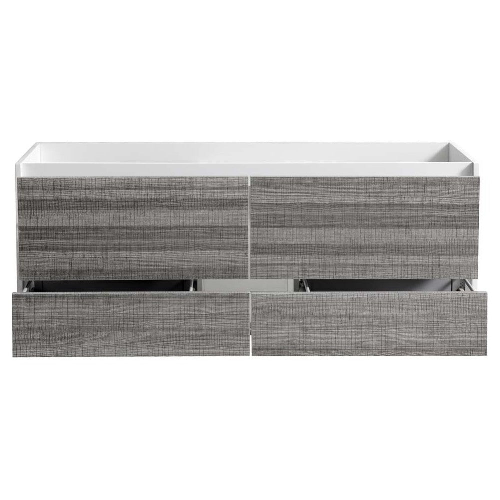 Fresca Catania 60" Glossy Ash Gray Wall Hung Single Sink Modern Bathroom Cabinet