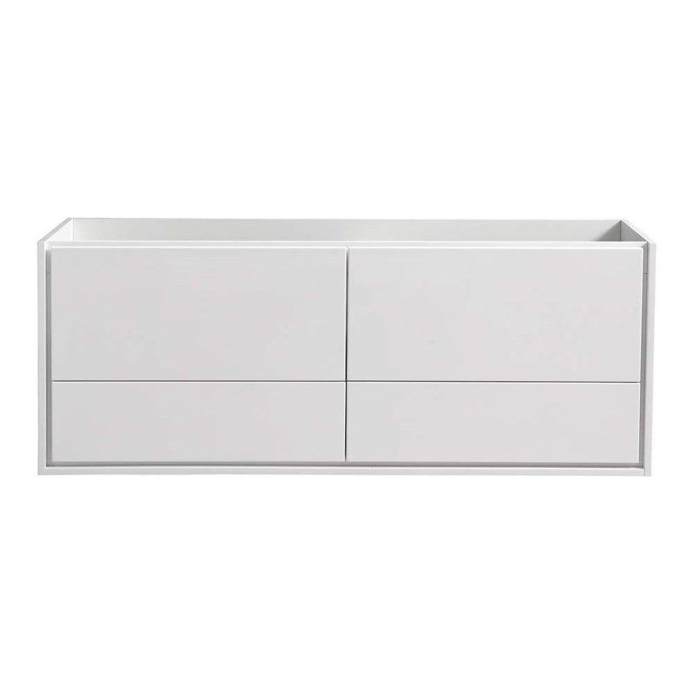 Fresca Catania 60" Glossy White Wall Hung Double Sink Modern Bathroom Cabinet