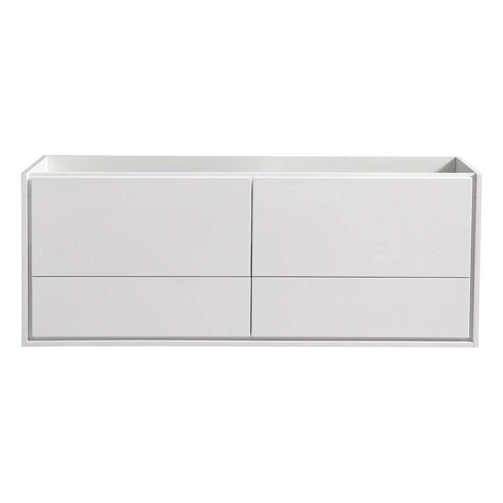 Fresca Catania 60" Glossy White Wall Hung Single Sink Modern Bathroom Cabinet