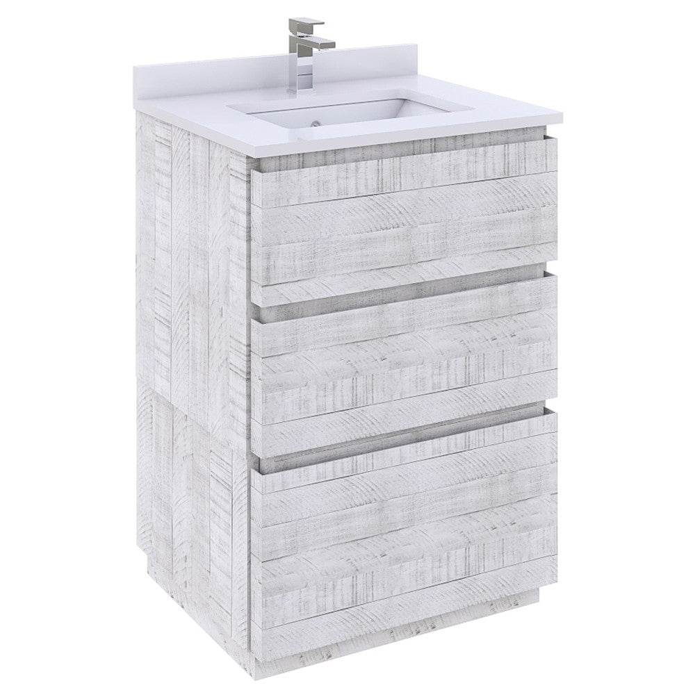 Fresca Formosa 24" Floor Standing Bathroom Cabinet w/ Top & Sink in Rustic White
