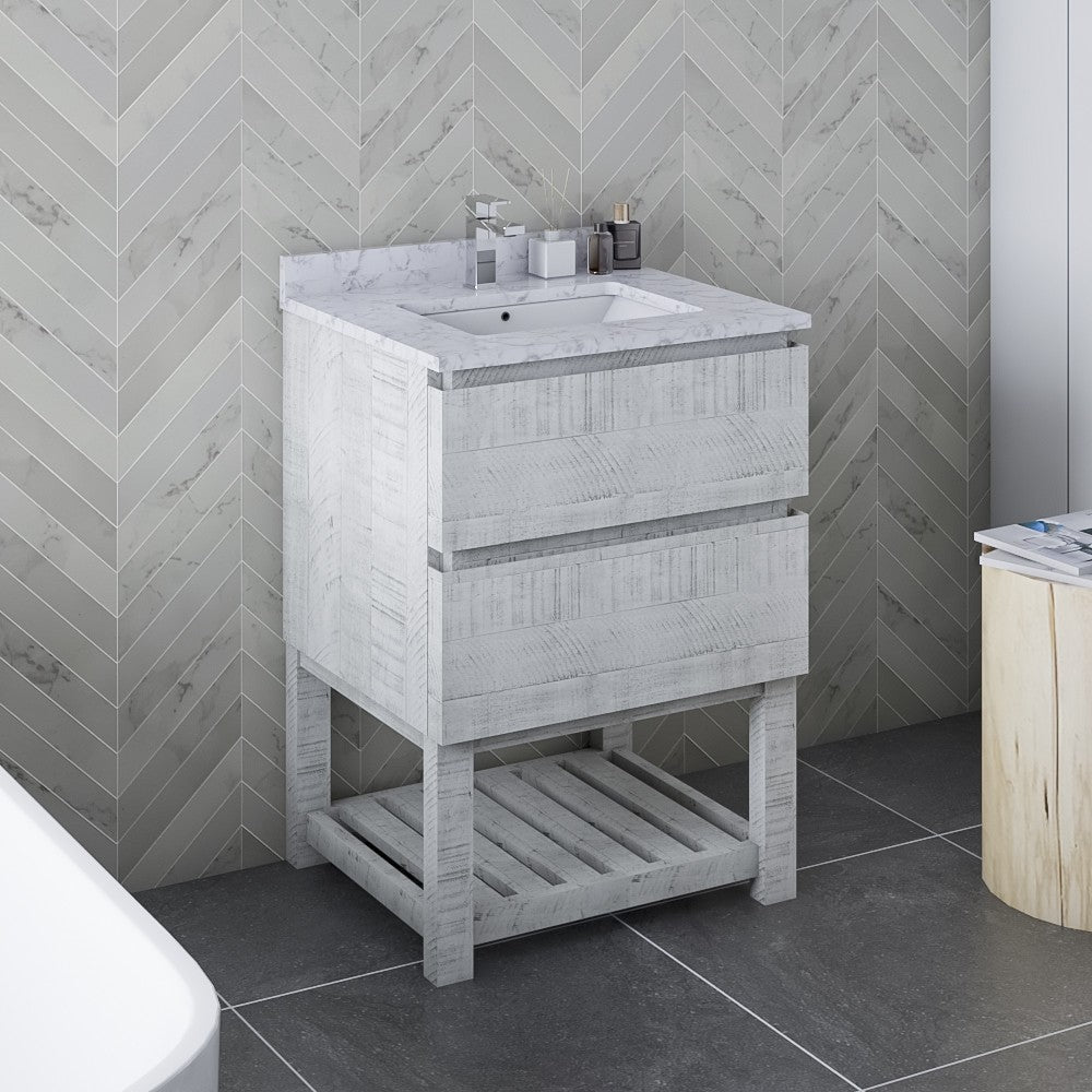 Fresca Formosa 24" Open Bottom Bathroom Cabinet w/ Top & Sink in Rustic White