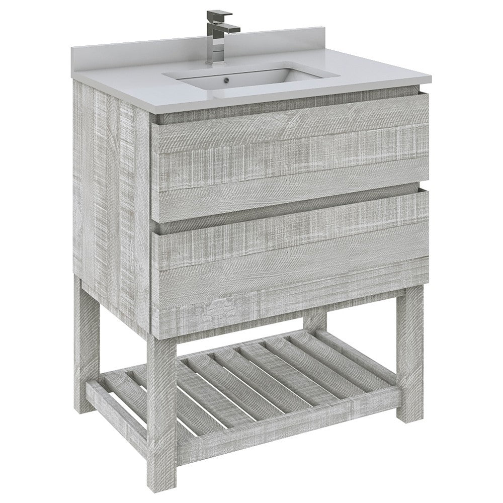 Fresca Formosa 29" Floor Standing Open Bottom Modern Bathroom Cabinet in Ash