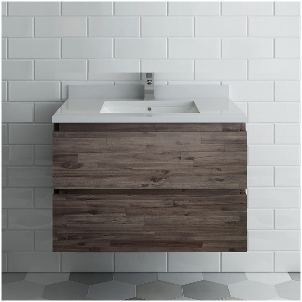 Fresca Formosa 30" Wall Hung Modern Bathroom Cabinet w/ Top & Sink