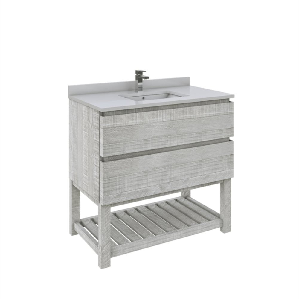 Fresca Formosa 36" Open Bottom Bathroom Cabinet w/ Top & Sink in Ash