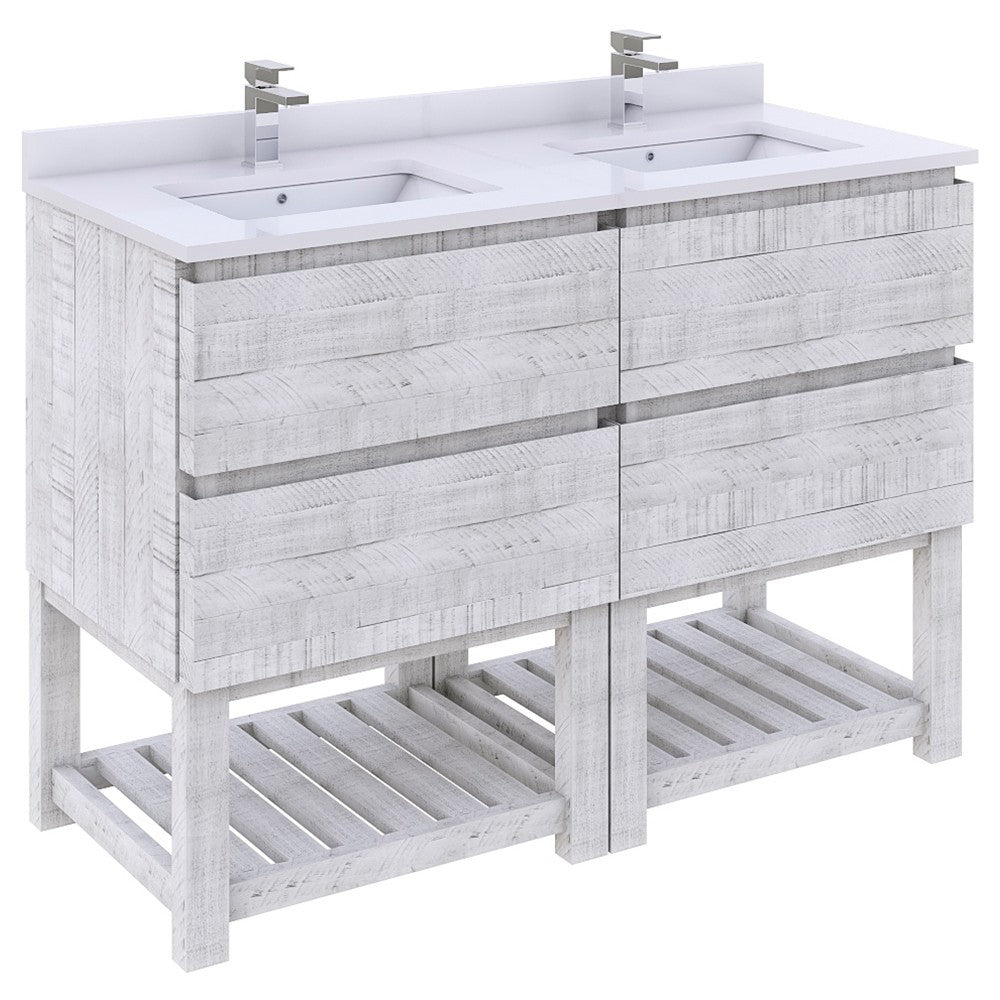 Fresca Formosa 46" Open Bottom Double Sink Bathroom Cabinet in Rustic White