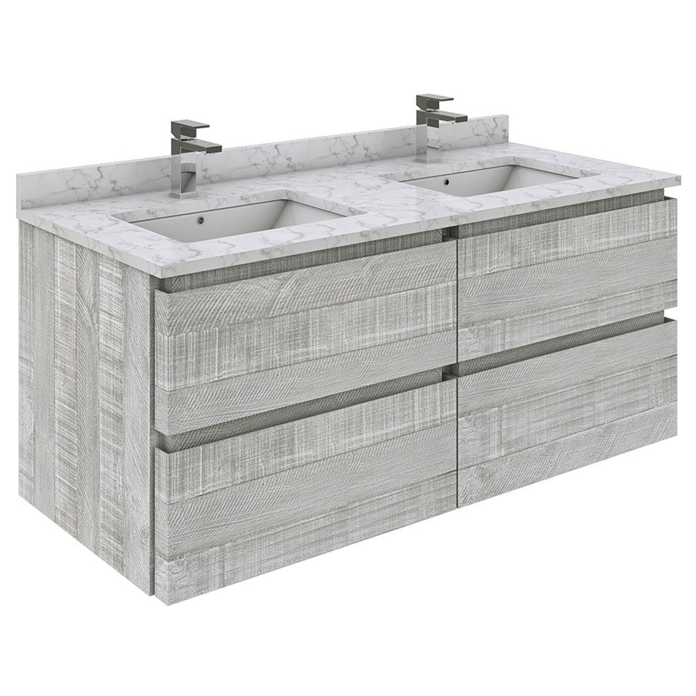 Fresca Formosa 48" Wall Hung Double Sink Bathroom Cabinet w/ Top & Sinks in Ash