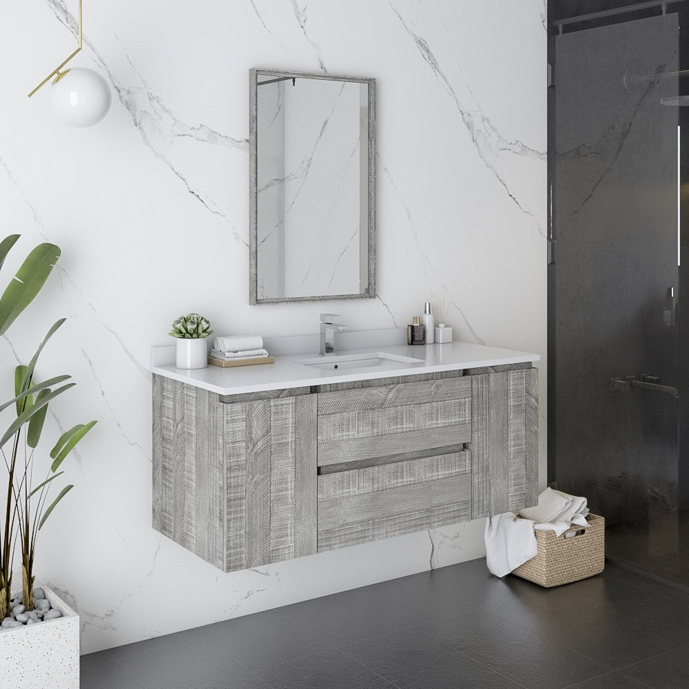 Fresca Formosa 48" Wall Hung Modern Bathroom Cabinet w/ Top & Sink in Ash
