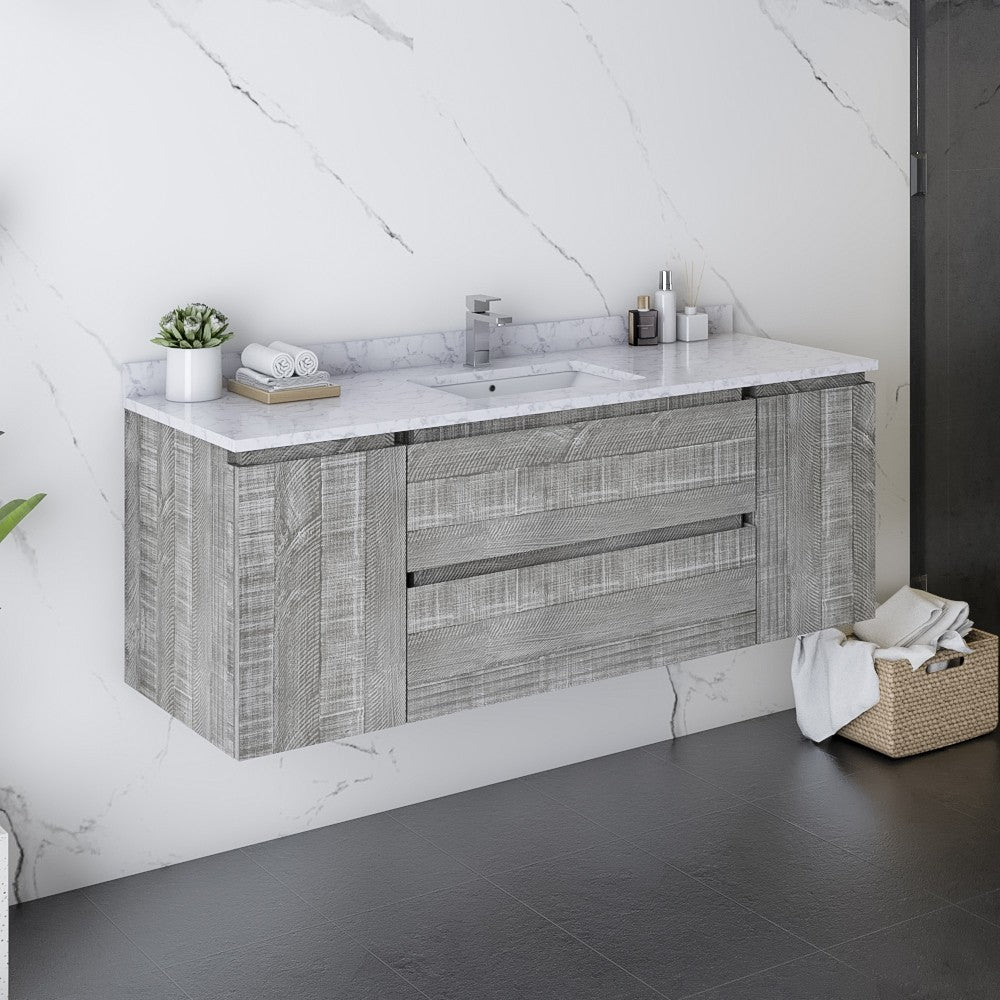 Fresca Formosa 54" Wall Hung Modern Bathroom Cabinet w/ Top & Sink in Ash