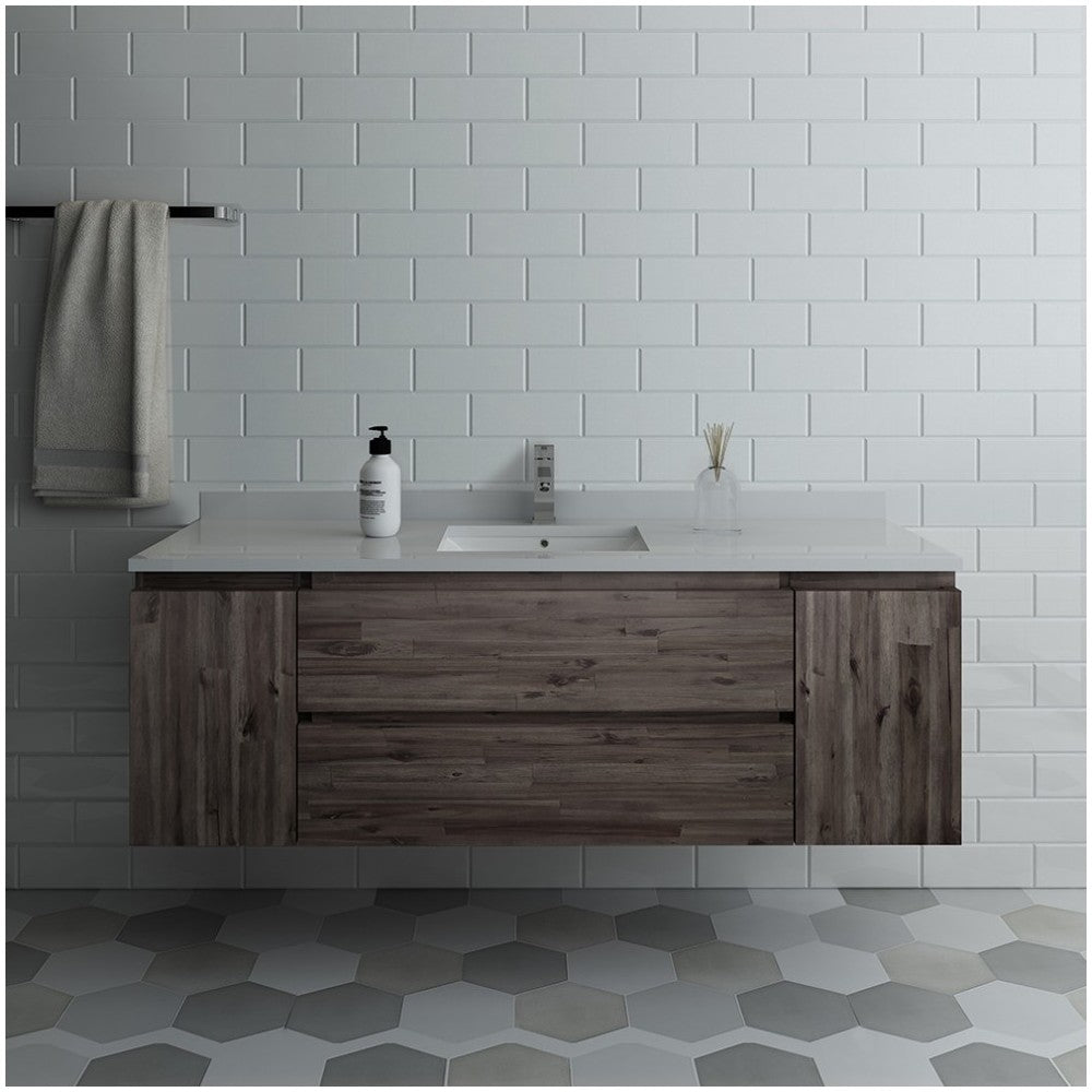 Fresca Formosa 60" Wall Hung Single Sink Modern Bathroom Cabinet w/ Top & Sink
