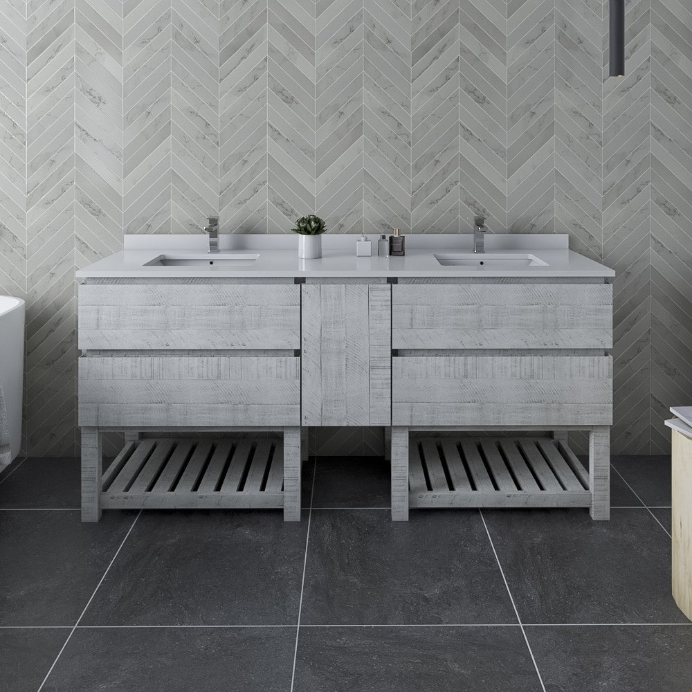 Fresca Formosa 70" Floor Standing Double Sink Bathroom Cabinet in White
