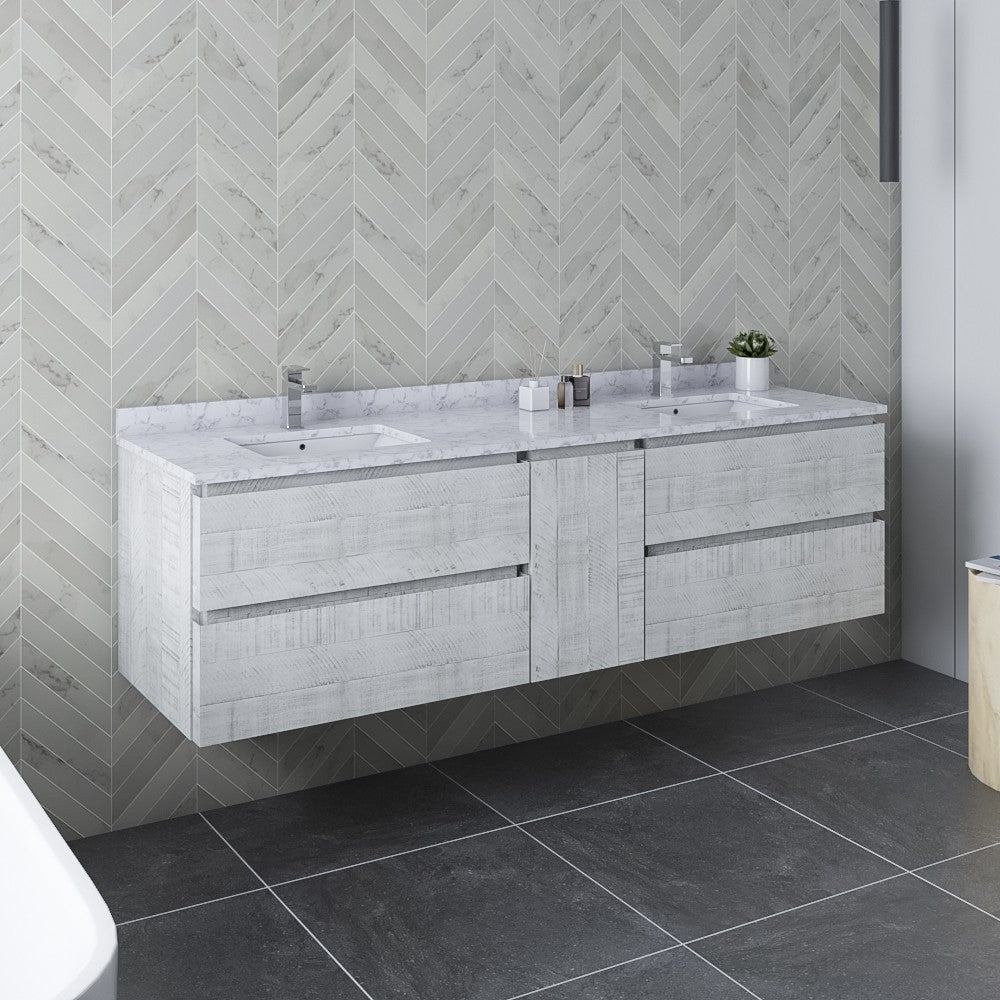 Fresca Formosa 72" Double Sink Bathroom Cabinet in Rustic White