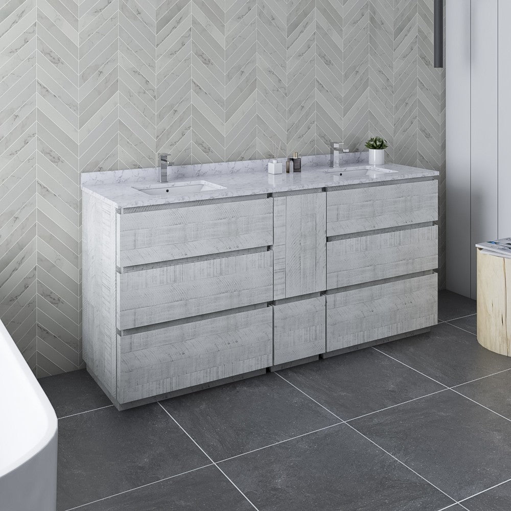Fresca Formosa 72" Double Sink Bathroom Cabinet w/ Top & Sinks in Rustic White