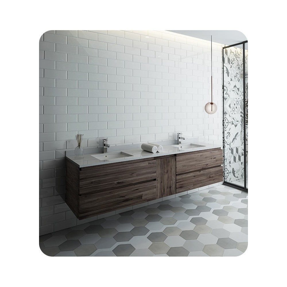 Fresca Formosa 82" Wall Hung Double Sink Modern Bathroom Cabinet