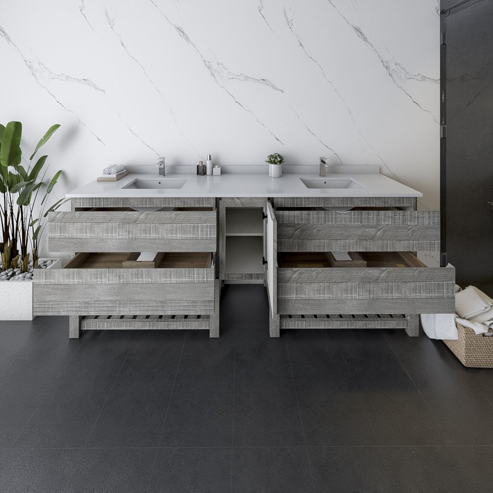 Fresca Formosa 84" Double Sink Bathroom Cabinet in Ash