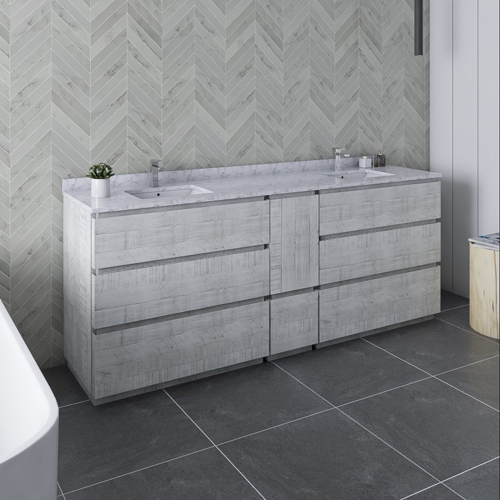 Fresca Formosa 84" Double Sink Bathroom Cabinet in Rustic White