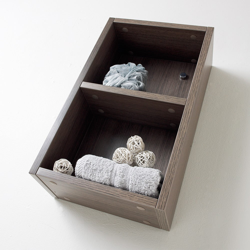 Fresca Gray Oak Bathroom Linen Side Cabinet w/ 2 Open Storage Areas