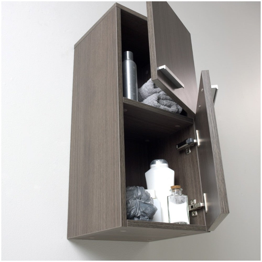 Fresca Gray Oak Bathroom Linen Side Cabinet w/ 2 Storage Areas