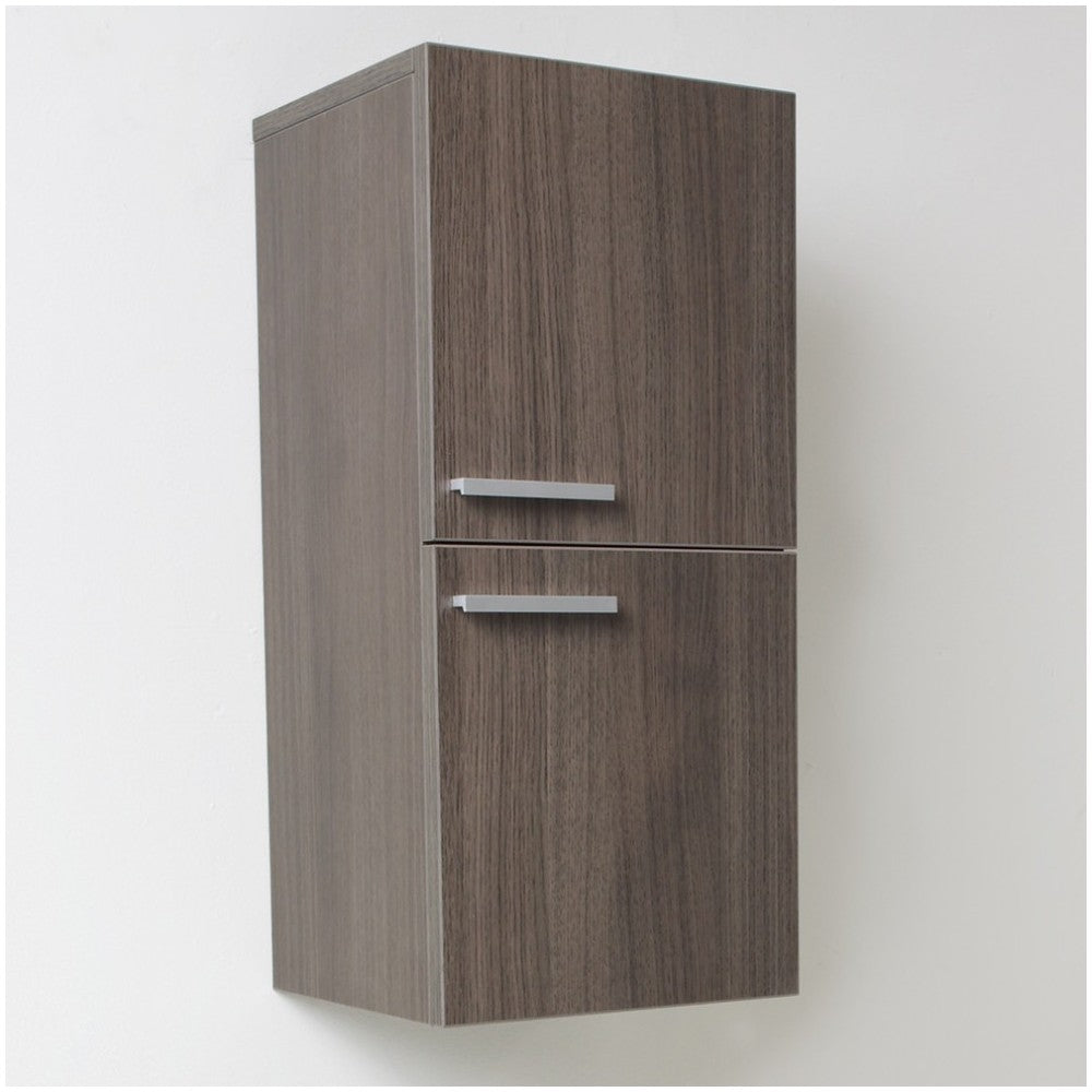 Fresca Gray Oak Bathroom Linen Side Cabinet w/ 2 Storage Areas