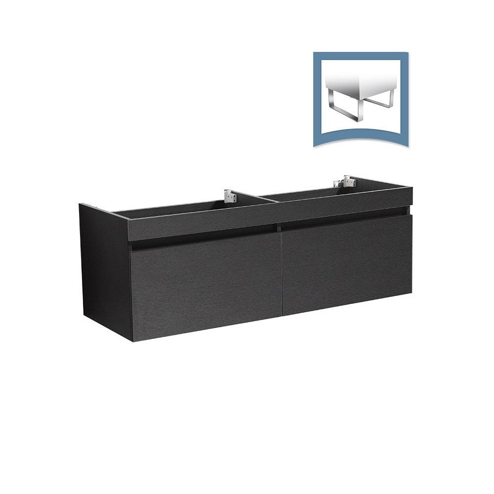 Fresca Largo 57" Black Modern Bathroom Cabinet