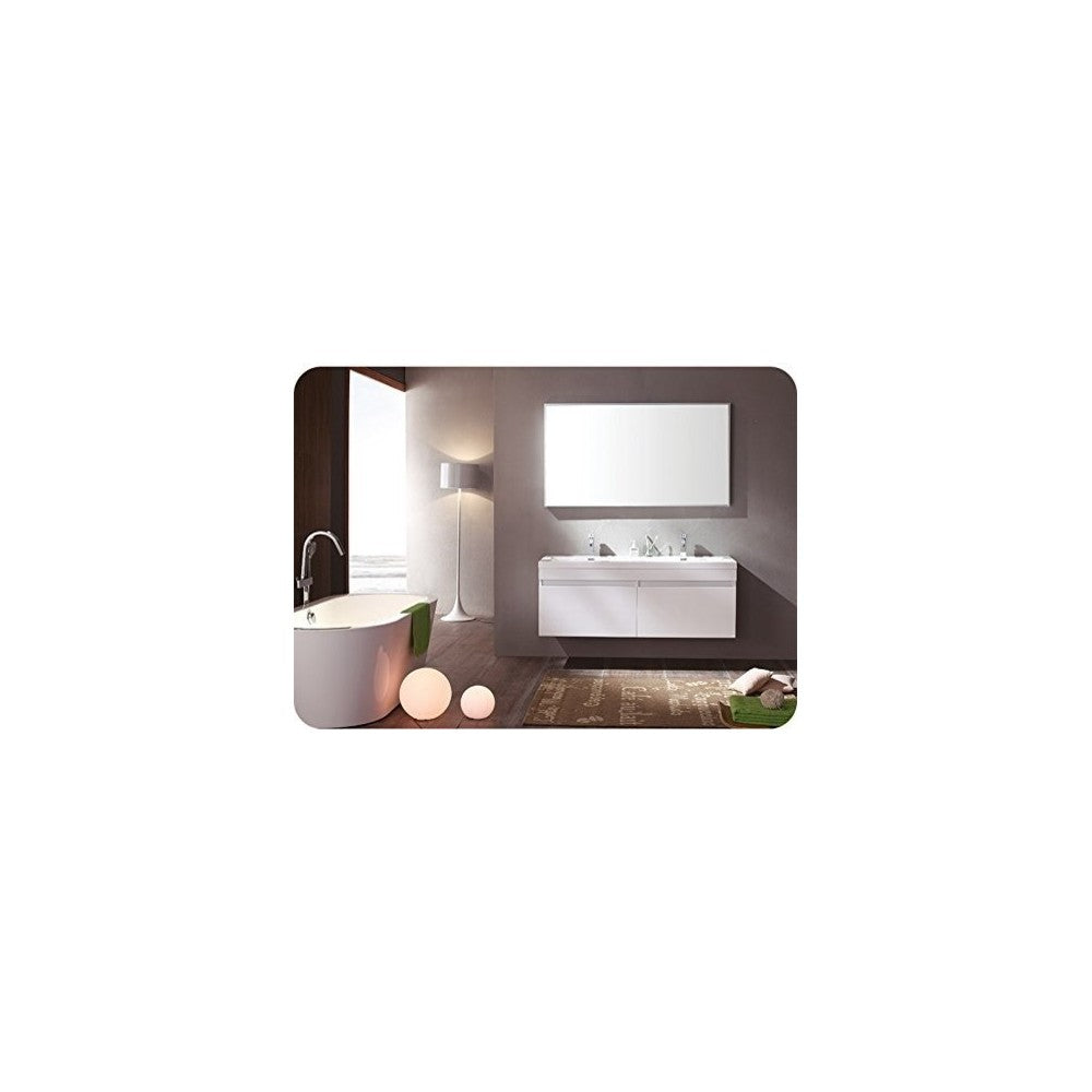 Fresca Largo 57"White Modern Double Sink Bathroom Cabinet w/ Integrated Sinks