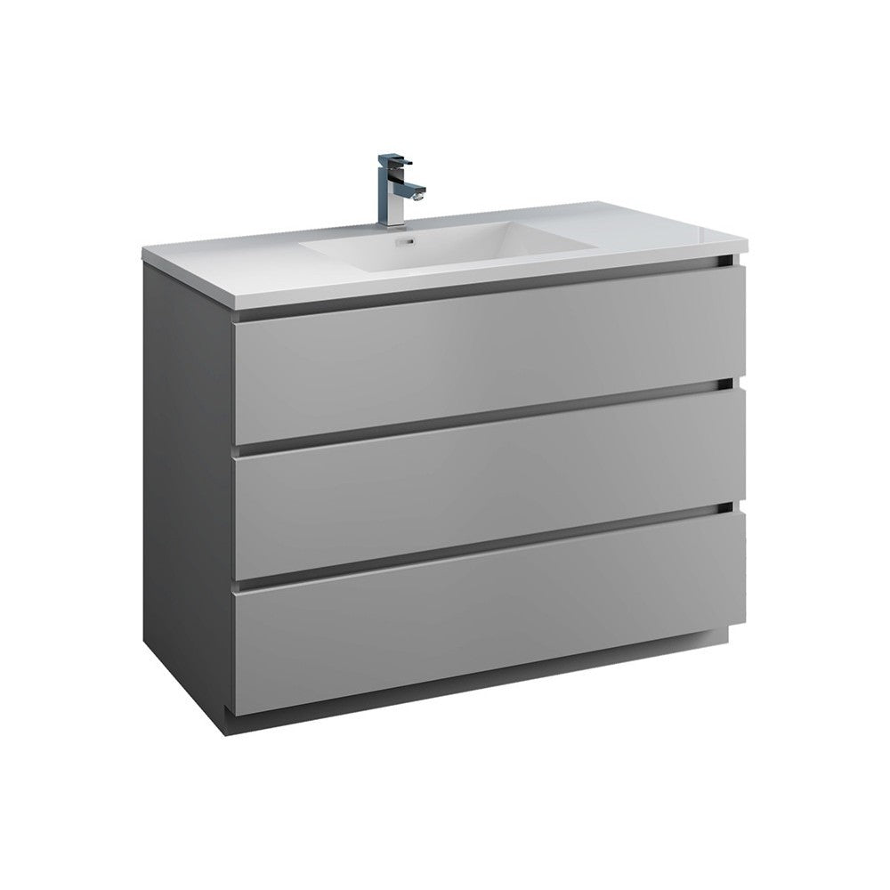 Fresca Lazzaro 48" Gray Free Standing Modern Bathroom Cabinet w/ Integrated Sink