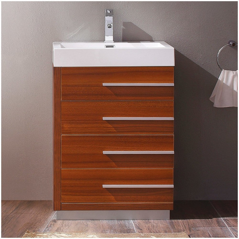 Fresca Livello 24" Teak Modern Bathroom Cabinet w/ Integrated Sink