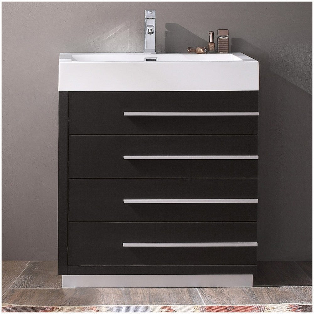 Fresca Livello 30" Black Modern Bathroom Cabinet w/ Integrated Sink