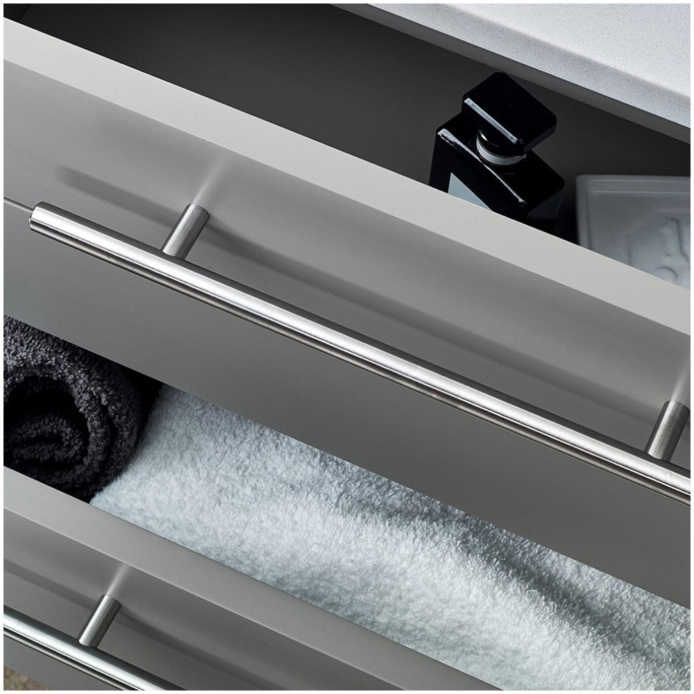 Fresca Lucera 24" Gray Wall Hung Modern Bathroom Cabinet w/ Top & Vessel Sink
