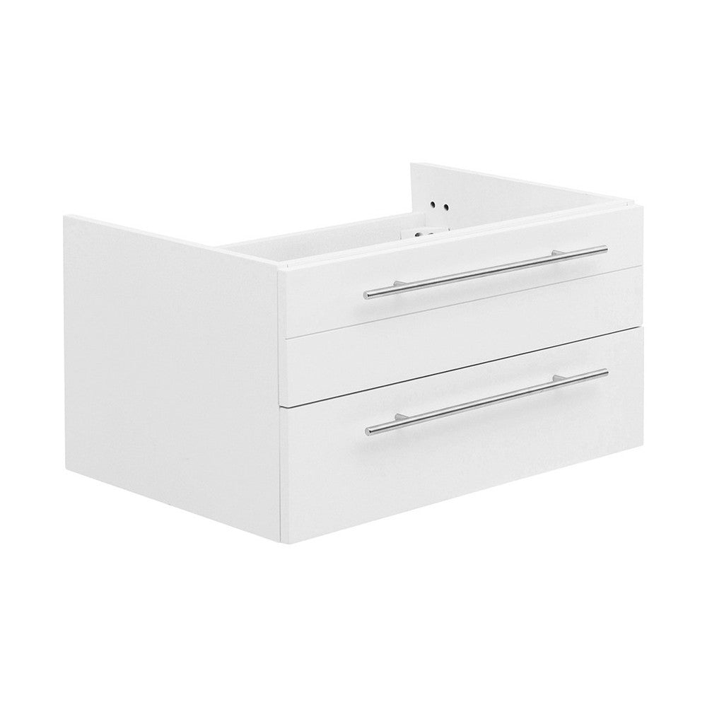 Fresca Lucera 30" White Wall Hung Undermount Sink Modern Bathroom Cabinet