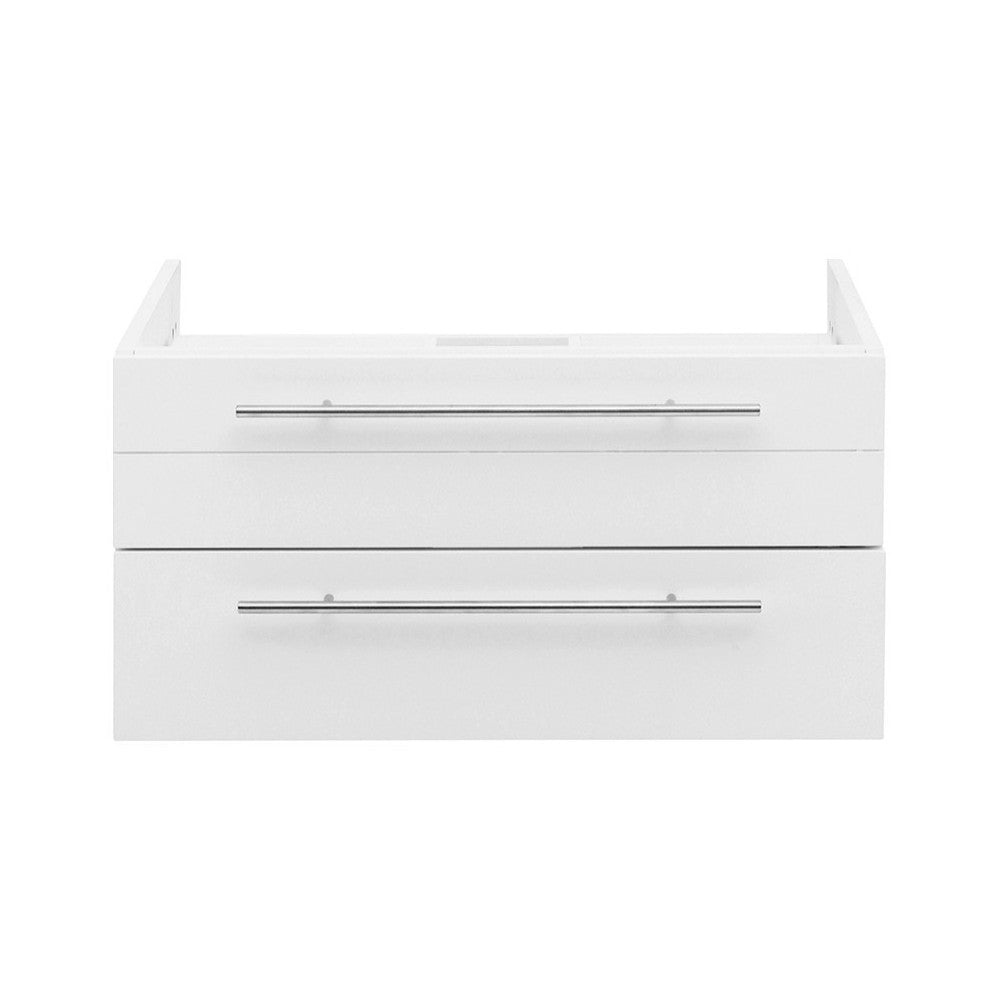 Fresca Lucera 30" White Wall Hung Vessel Sink Modern Bathroom Cabinet