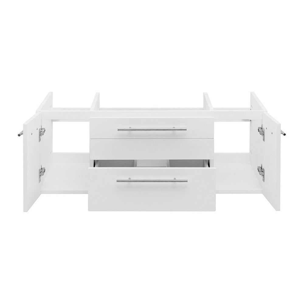 Fresca Lucera 42" White Wall Hung Vessel Sink Modern Bathroom Cabinet