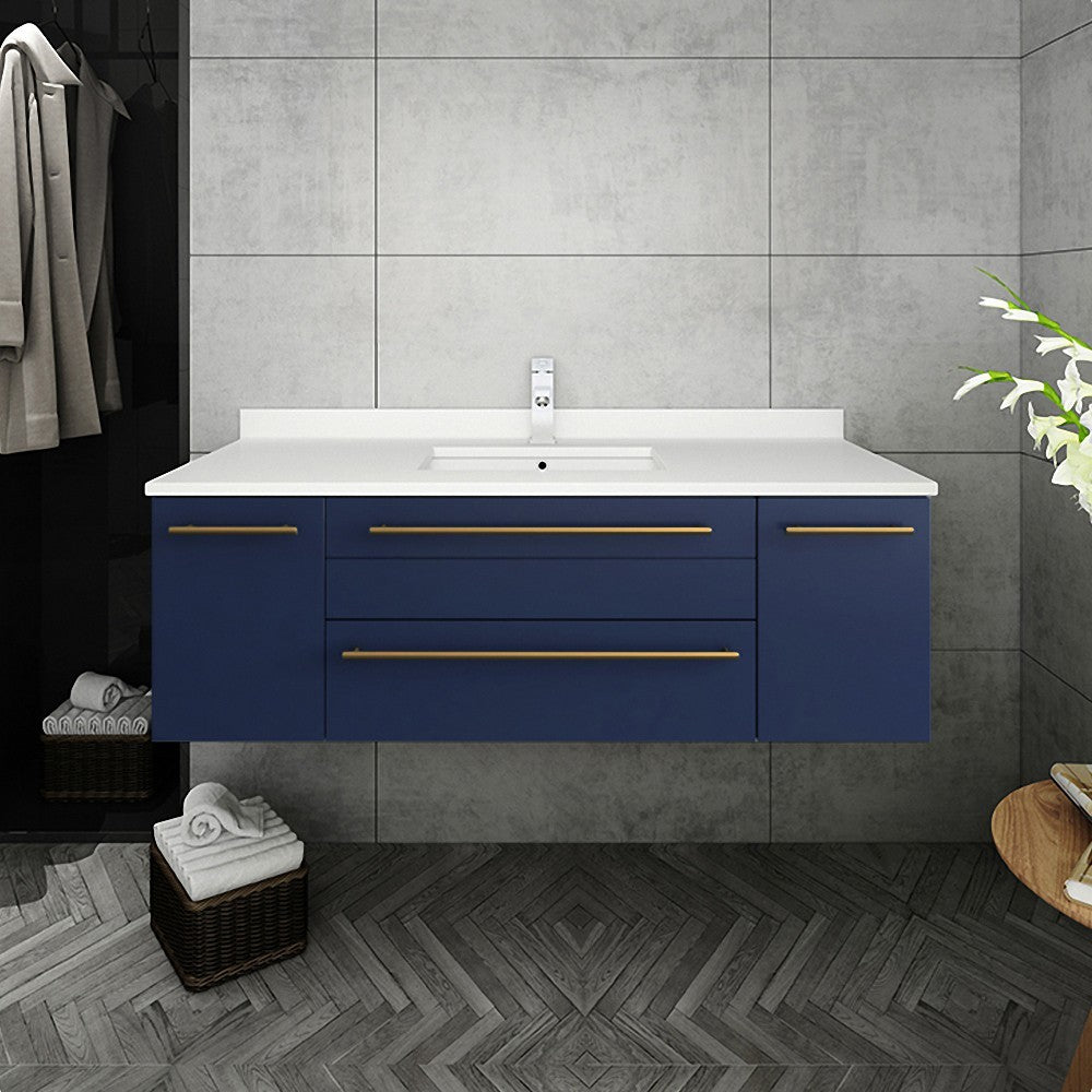 Fresca Lucera 48" Royal Blue Wall Hung Undermount Sink Modern Bathroom Cabinet