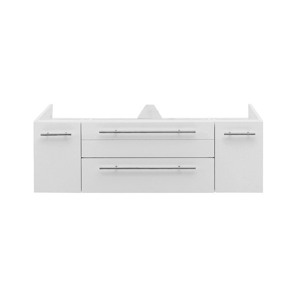 Fresca Lucera 48" White Wall Hung Double Undermount Sink Modern Bathroom Cabinet