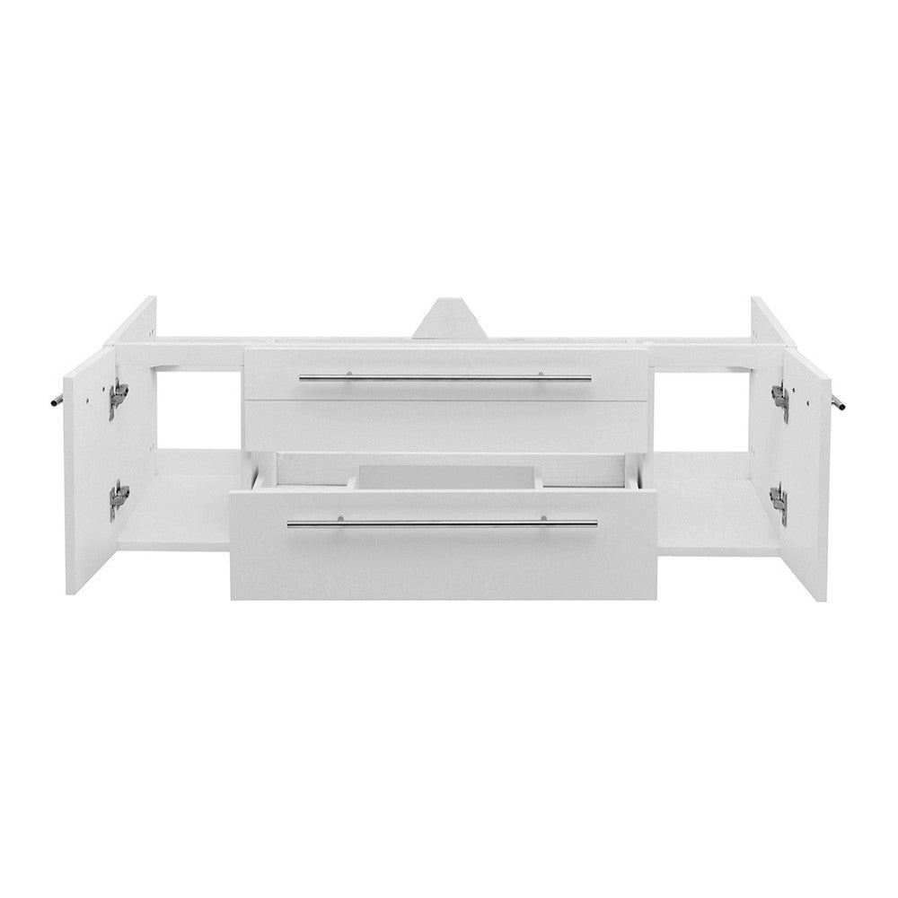 Fresca Lucera 48" White Wall Hung Double Undermount Sink Modern Bathroom Cabinet