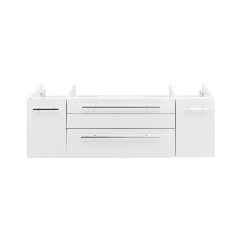 Fresca Lucera 48" White Wall Hung Double Vessel Sink Modern Bathroom Cabinet