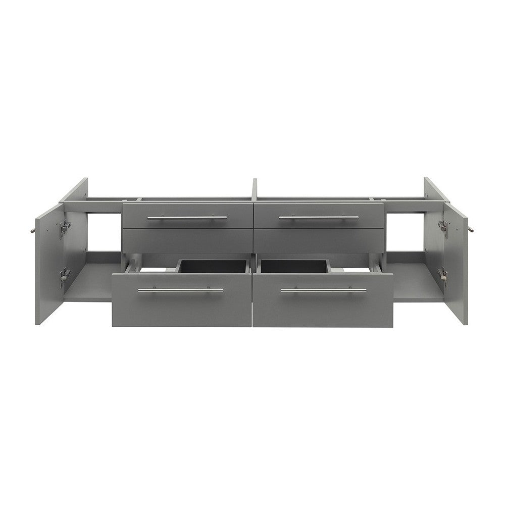 Fresca Lucera 60" Gray Wall Hung Double Undermount Sink Modern Bathroom Cabinet