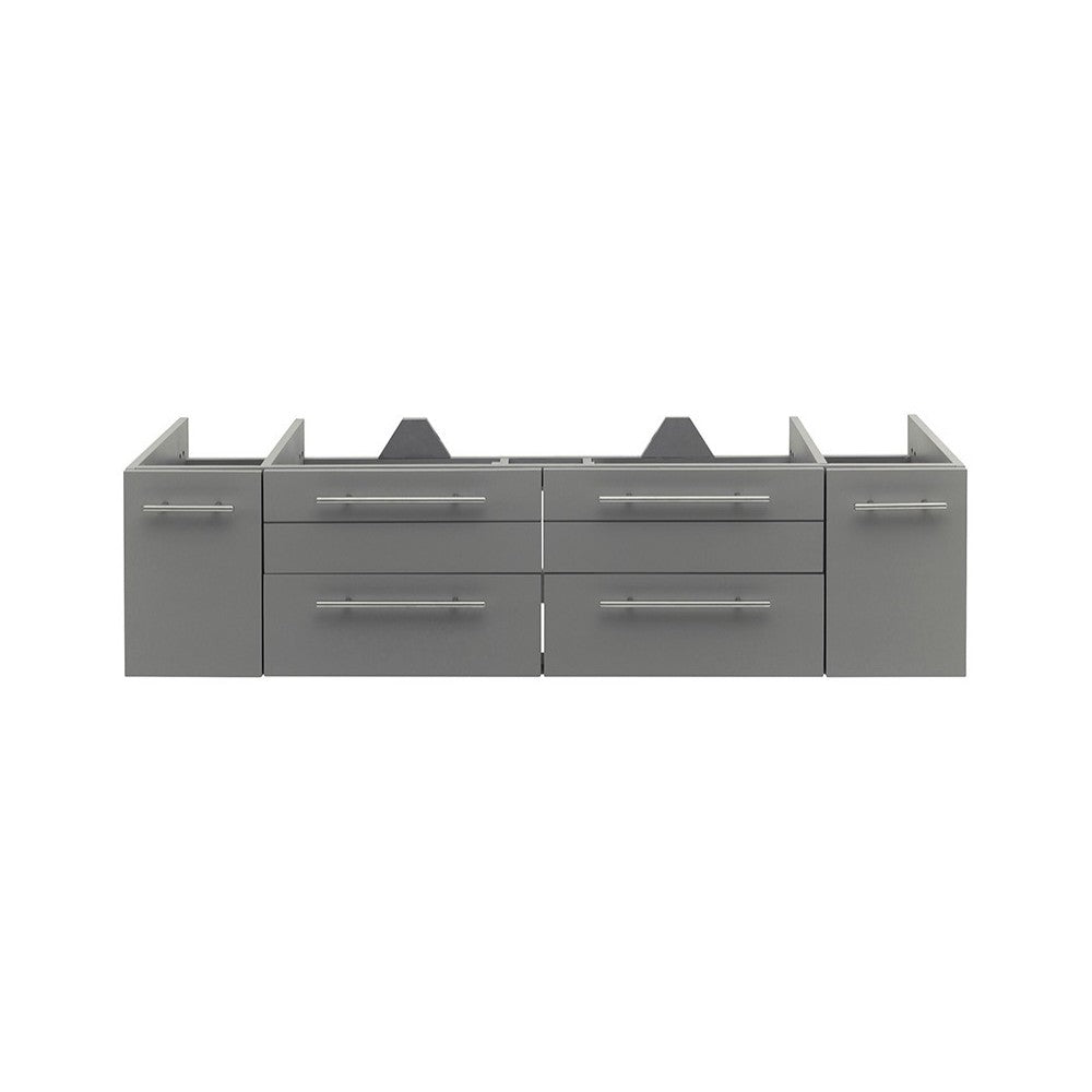 Fresca Lucera 60" Gray Wall Hung Single Undermount Sink Modern Bathroom Cabinet