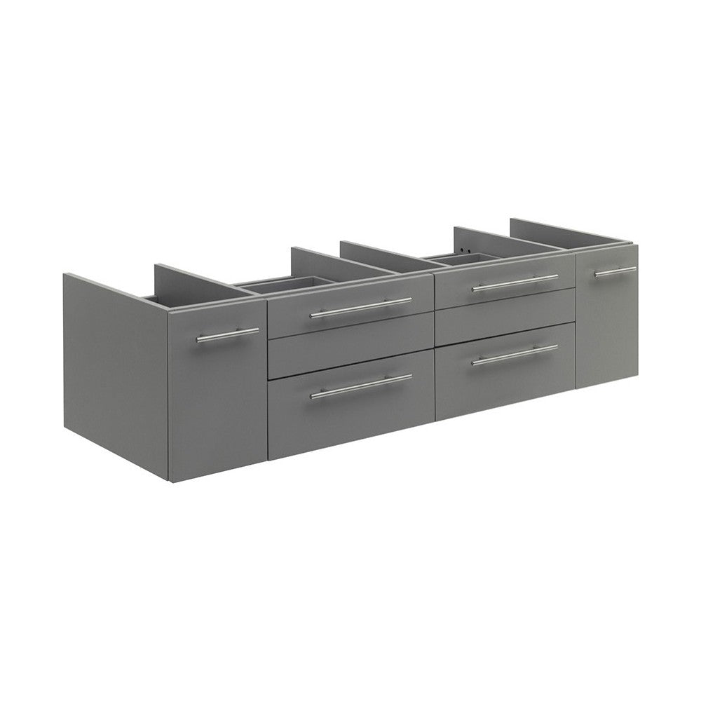 Fresca Lucera 60" Gray Wall Hung Single Vessel Sink Modern Bathroom Cabinet