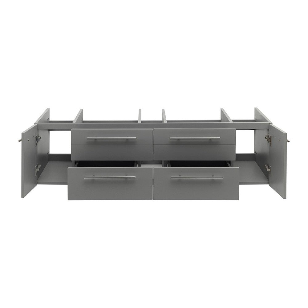 Fresca Lucera 60" Gray Wall Hung Single Vessel Sink Modern Bathroom Cabinet
