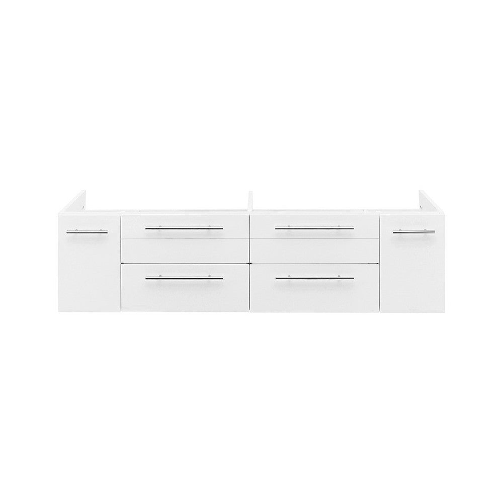 Fresca Lucera 60" White Wall Hung Double Undermount Sink Modern Bathroom Cabinet
